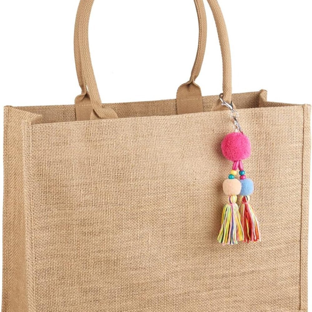 Large Jute Canvas Tote Bag Waterproof Foldable for Shopping Beach Travel